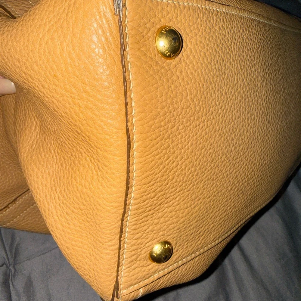 Prada Cognac Leather Tote with Gold Logo - Picture 5 of 16